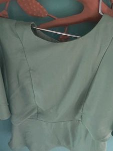 Chic Sage Green Ruffle Sleeve Top