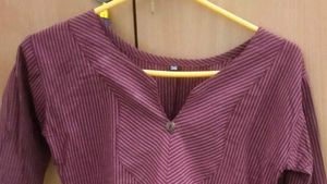 Khaadi cotton maroon Striped Kurta