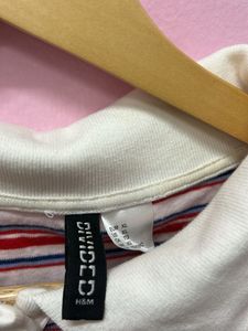 Striped Crop Polo Shirt