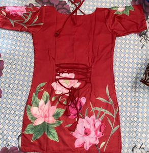 Beautiful Floral Print Corset Short Kurta