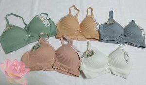 Comfortable Peach Lace Trim Bra