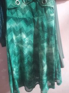 Green Tie-Dye Lace-Up Dress