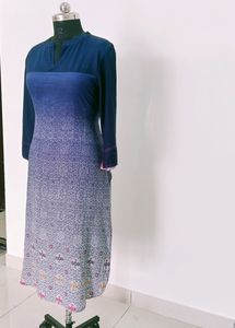 Blue Patterned Kurti Dress