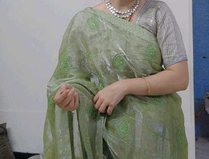 Elegant Green Embroidered Saree
