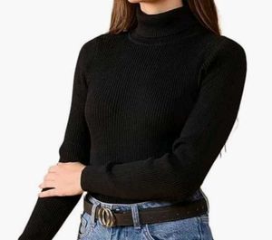Cozy Black Turtleneck Top