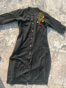 Elegant Dark Grey Kurta with Embroidery