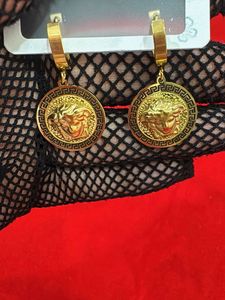 Gold Medusa Head Hoop Earrings