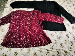 2 top Vero Moda Black &amp; Quiero in Maroon ✨
