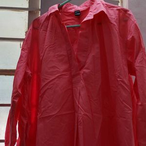Coral V-Neck Long Sleeve Top