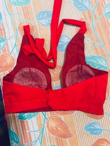 Red Halter Neck Blouse