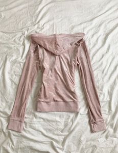 Pink Velour Zip-Up Hoodie