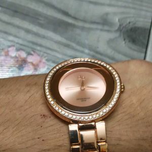 Rose Gold Crystal Bezel Watch