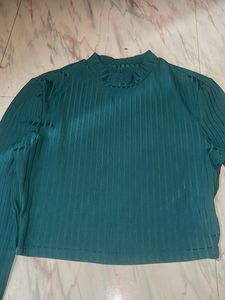 Ribbed Mock Neck Long Sleeve Top with bottom