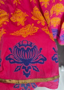 Vibrant Blue &amp; Pink Floral Kurta