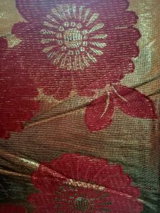 Elegant Gold and Red Floral Saree