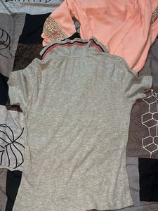 Grey Zip-Up Collared Top