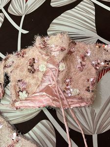 Sparkling Peach  frock  Set