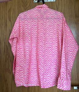 Pink Wavy Pattern Button-Up Shirt