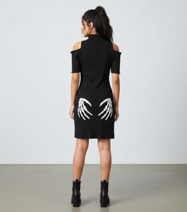 Black Skeleton Hand Graphic Dress