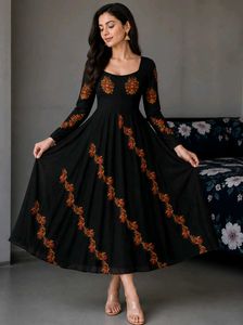 Elegant Black Embroidered Gown