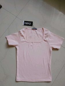 Chic Square Neck Pink T-Shirt