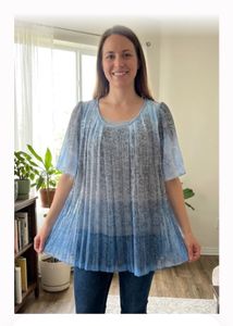 Blue Ombre Pleated Tunic Top