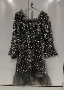 Sparkly Tulle Trim Dress