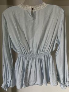 Light Blue Ruffled Lace Top