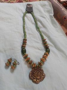 Boho Beaded Necklace and Earrings Set