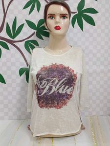 (977)Graphic Print Mesh Top