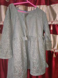 Elegant Grey Lace Kurta