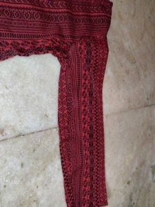 Maroon Printed Full Sleeve Kurta