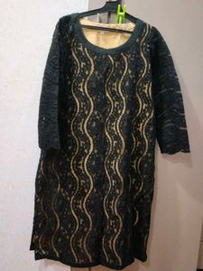 Elegant Black Lace Dress/kurti