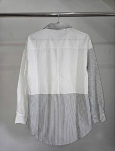 Chic Striped Panel Button-Down Shirt