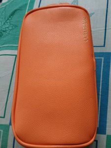 Vibrant Orange Faux Leather Pouch