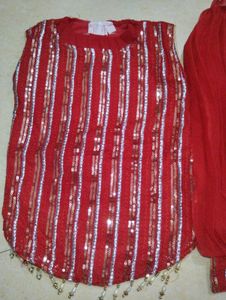 Sparkling Red Kurta Set