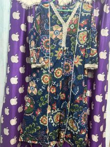 Blue Floral Kurta Set