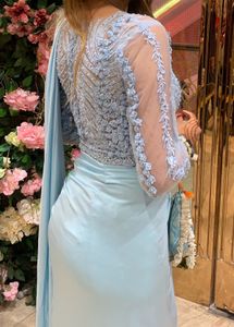 Blue Pre-Stitched Saree Set