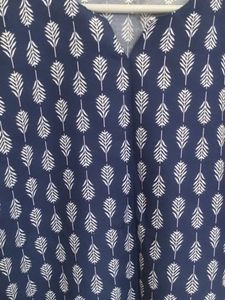 Stylish Blue Leaf Print Kurta