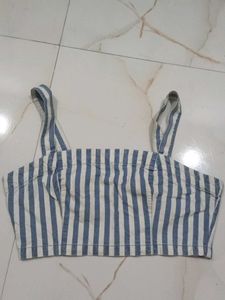 Striped Crop Top with Zipper