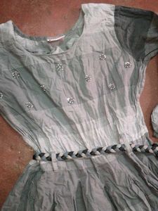 Elegant Grey Striped Gown