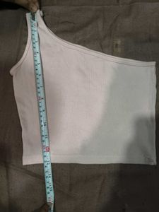 Baby pink Ribbed One Shoulder Crop Top
