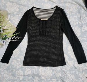 Sheer Striped Long Sleeve Top