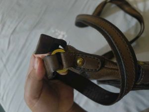 unisex Brown Leather Crossbody Bag