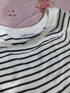 Y2K Striped Off-Shoulder Sweater