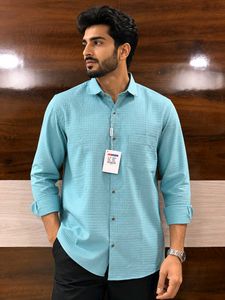 Light Blue Textured Long Sleeve Shirt