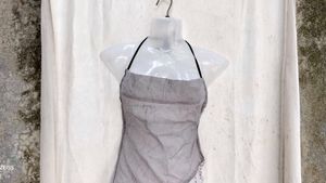 68. Sheer Beaded Halter Top