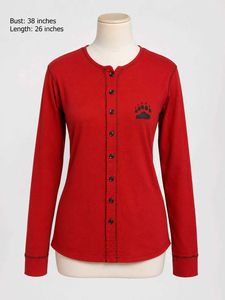 Red Bear Paw Button-Up Top