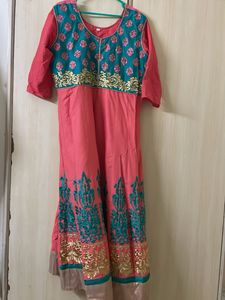 Designer Kurta with Teal and Gold Embellishments