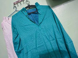 Blue kurta with white trouser used twice no coin